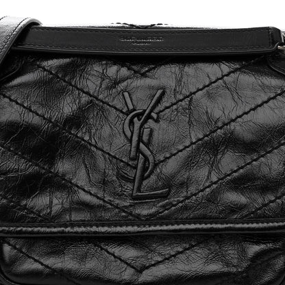 Saint Laurent SAINT LAURENT Crinkled Lambskin Matelasse Monogram Baby Niki Chain Satchel Black 6 of 8