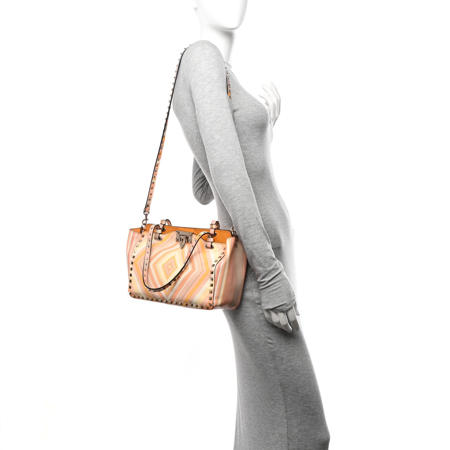 Vitello Native Couture 1975 Small Rockstud Tote Mandarin Sorbet