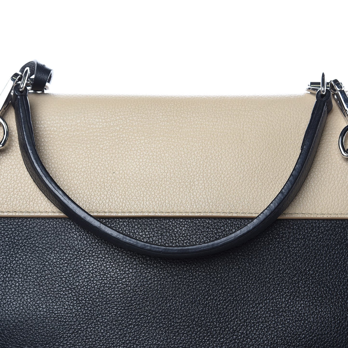 Soft Calfskin Lockme II Top Handle Vanille Black