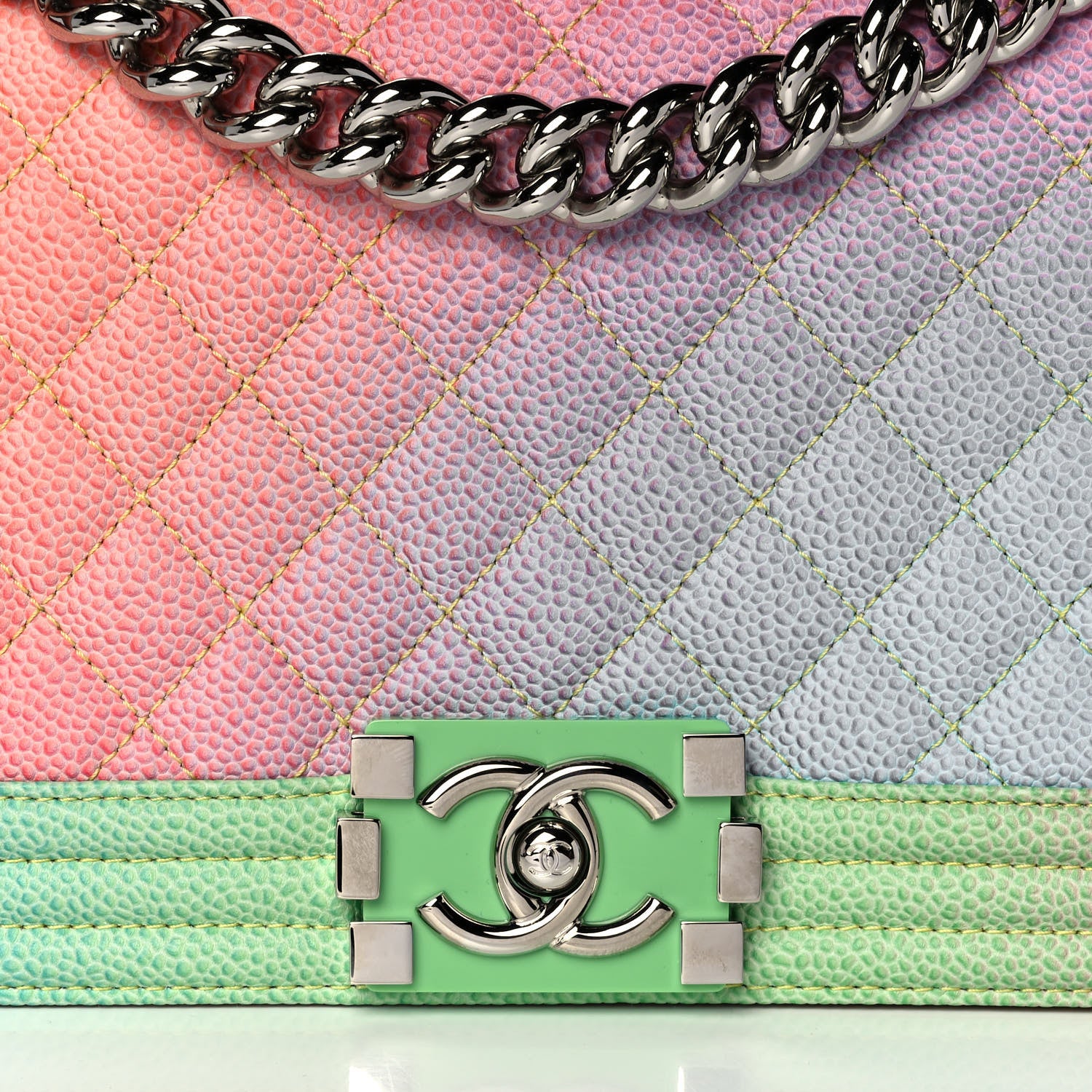 Chanel Caviar Quilted Medium Cuba Rainbow Boy Flap Multicolor 8 of 11