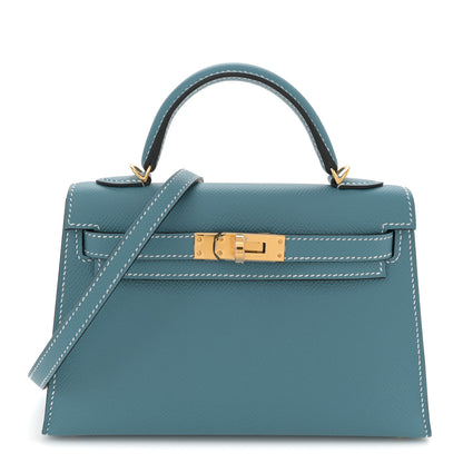 Hermes Epsom Mini Kelly Sellier 20 New Blue Jean 1 of 11