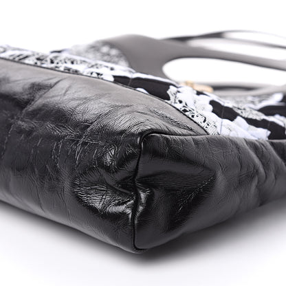 Chanel Patent Calfskin Canvas Printed Medium 31 Shopping Bag Black 9 of 10