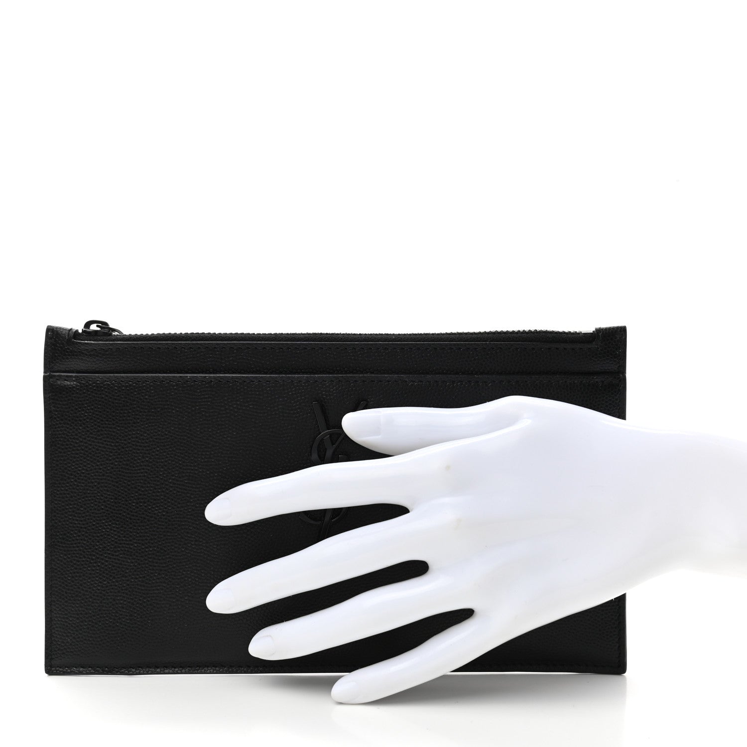 Saint Laurent Grain De Poudre Monogram Bill Pouch Black 2 of 7