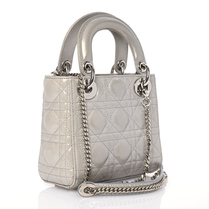 Christian Dior Metallic Nubuck Cannage Mini Lady Dior Silver 3 of 14