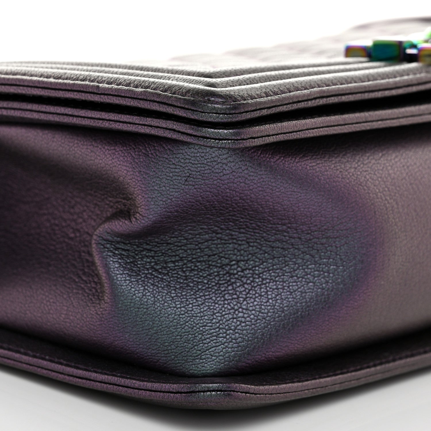 Chanel Iridescent Goatskin Quilted Medium Boy Flap Purple 9 of 10