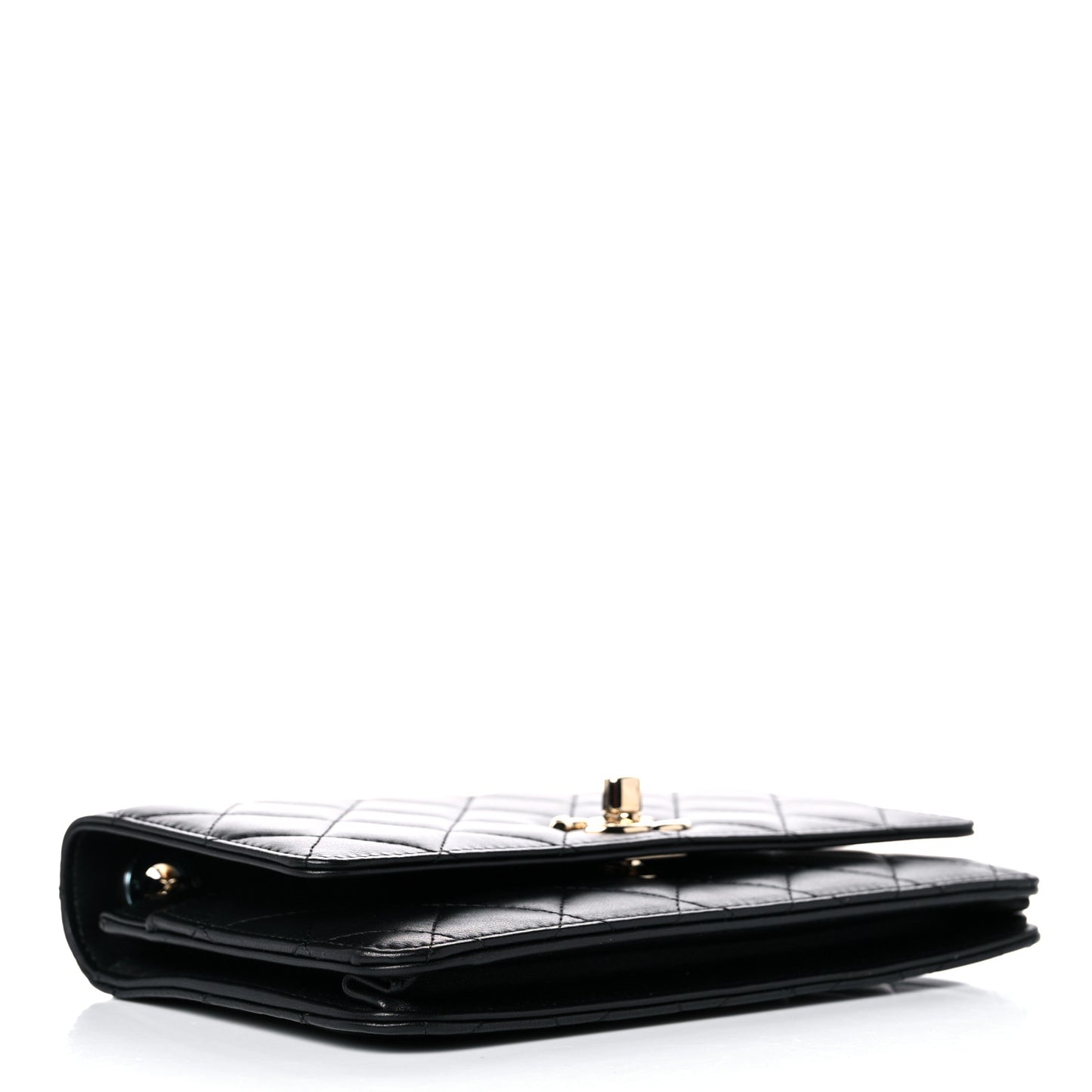 Lambskin Quilted Trendy CC Wallet On Chain WOC Black