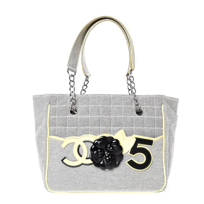 Chanel Canvas Camellia N°5 Tote Beige Black 1 of 9