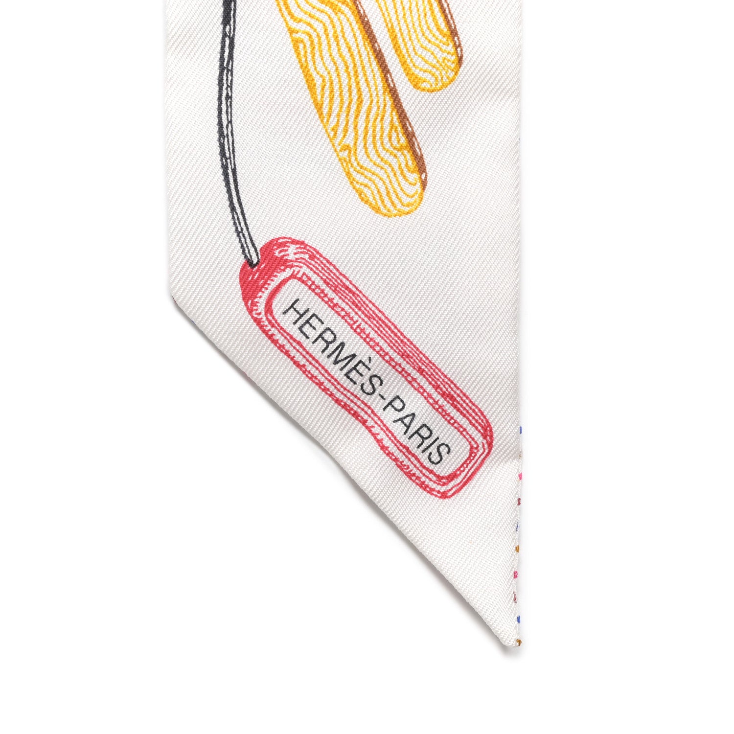 Hermes Silk Chevaloscope Neon Twilly White Bleu Rouge 2 of 4