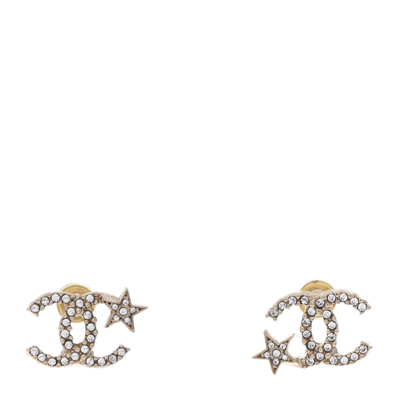 Chanel Crystal CC Starfall Earrings Gold 1 of 5