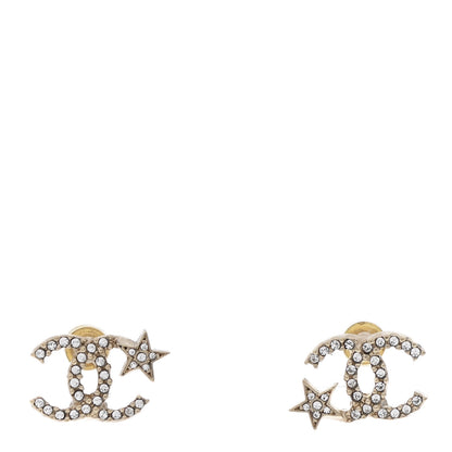 Chanel Crystal CC Starfall Earrings Gold 1 of 5