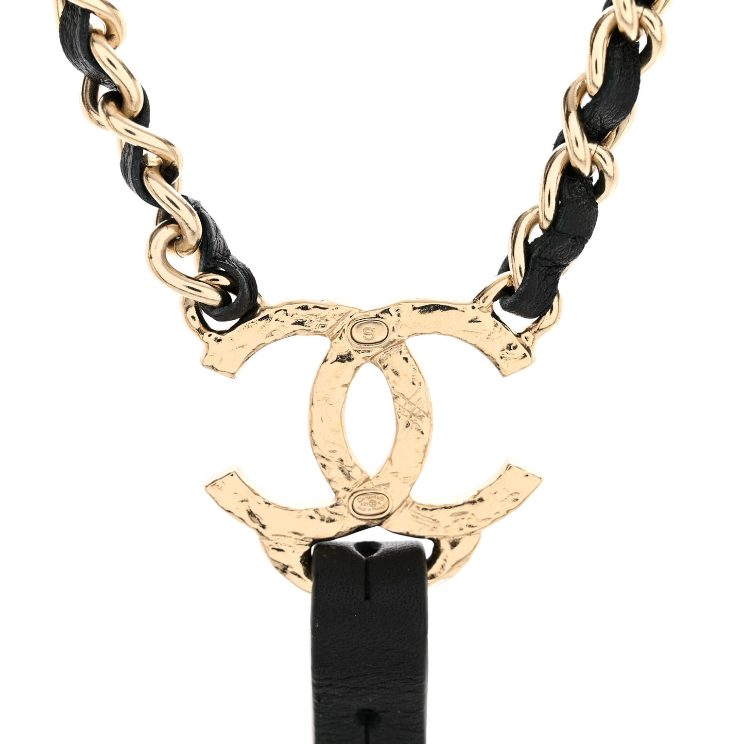 Calfskin CC Chain Suspenders S Black