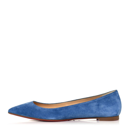 Christian Louboutin Veau Velours Ballalla Pointy Toe Flats 37.5 Jeans 1 of 8