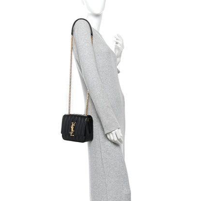 Saint Laurent Patent Calfskin Matelasse Monogram Small Vicky Chain Bag Black 2 of 10