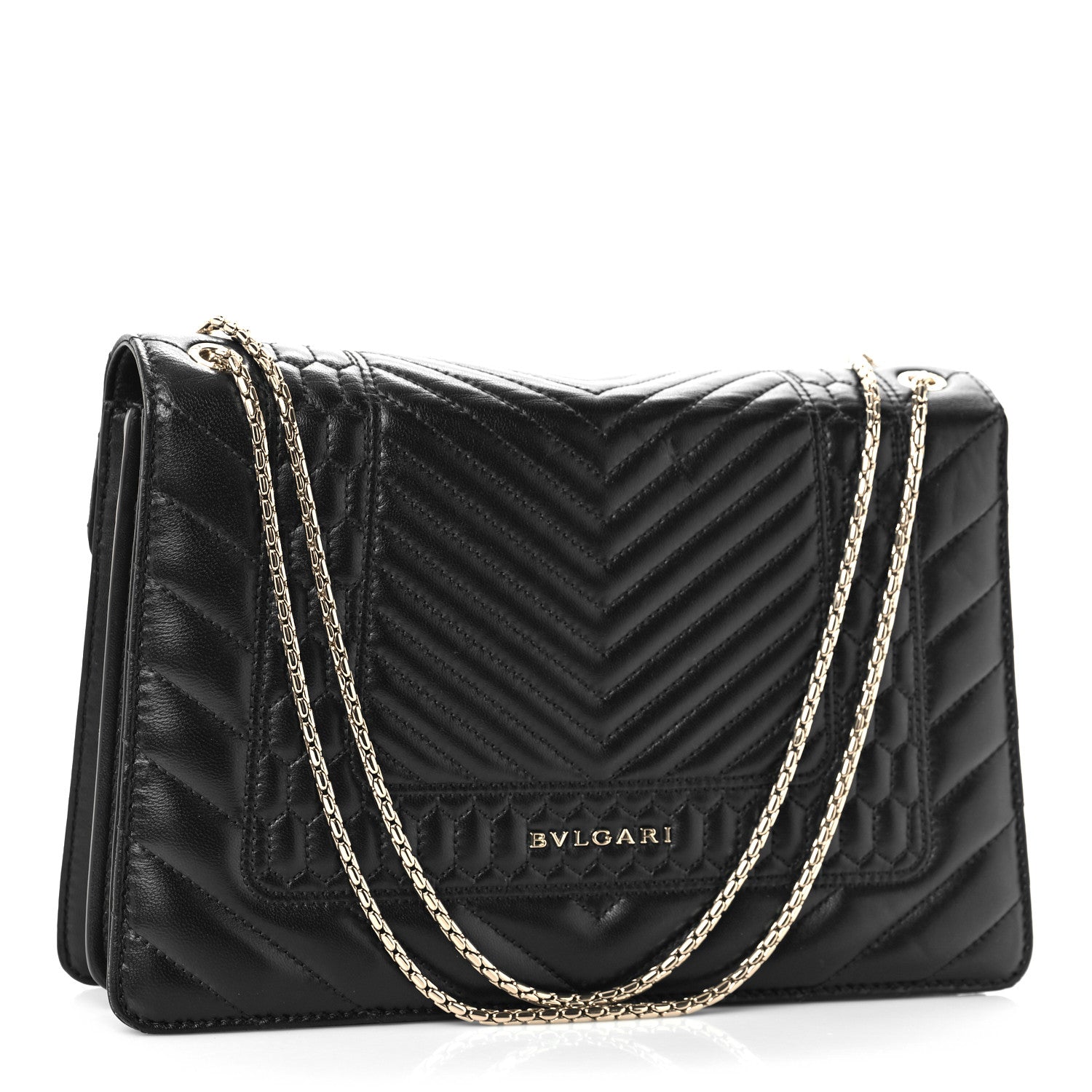 Bulgari Calfskin Quilted Serpenti Forever Shoulder Bag Black 3 of 8