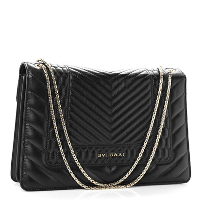 Bulgari Calfskin Quilted Serpenti Forever Shoulder Bag Black 3 of 8