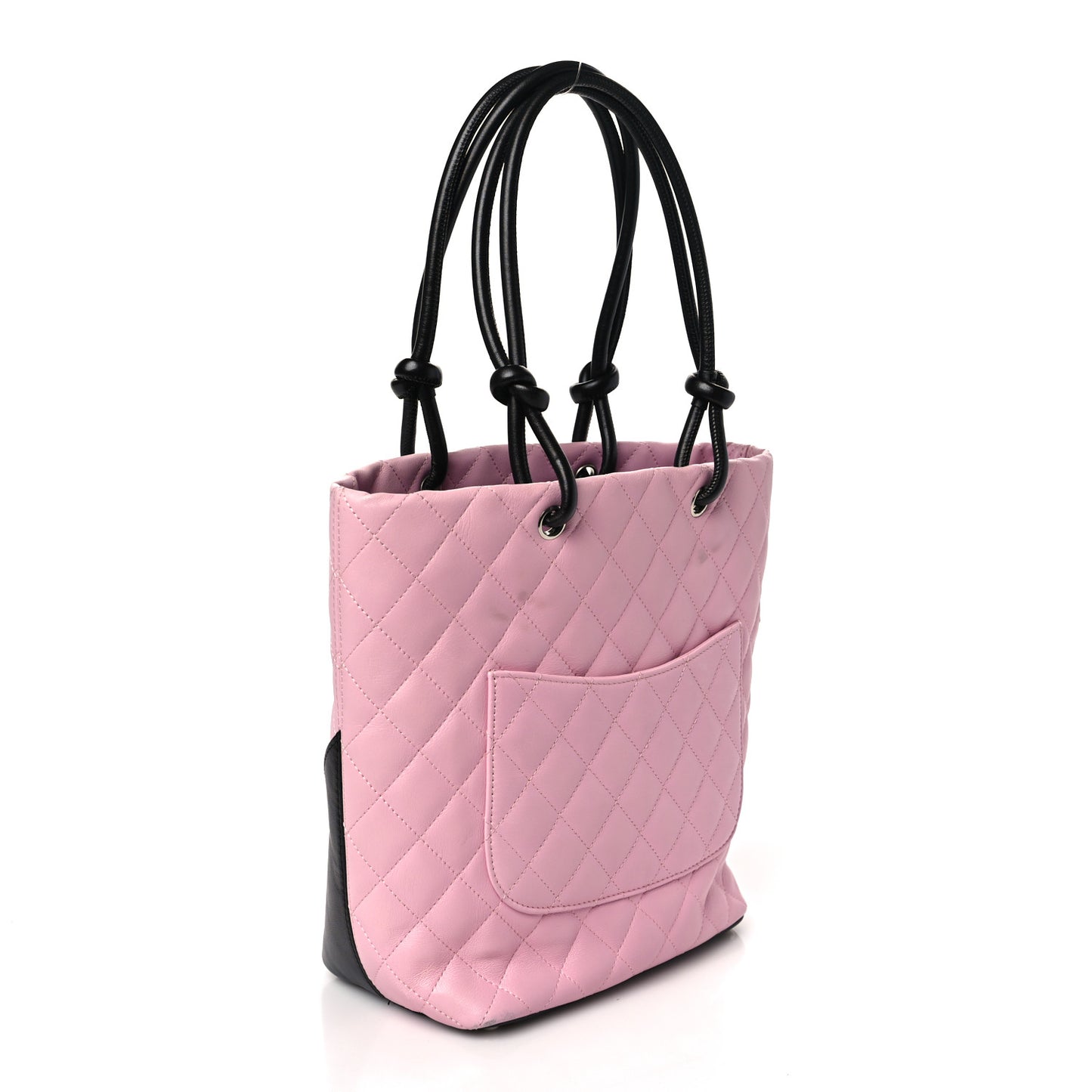 Calfskin Quilted Medium Cambon Tote Pink Black