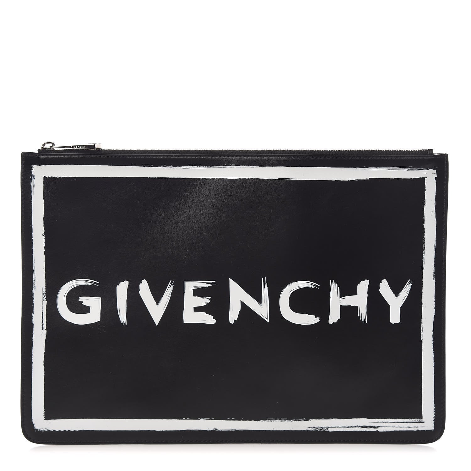 Givenchy Smooth Calfskin Graffiti Paint Logo Pouch Black 1 of 7