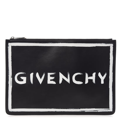 Givenchy Smooth Calfskin Graffiti Paint Logo Pouch Black 1 of 7