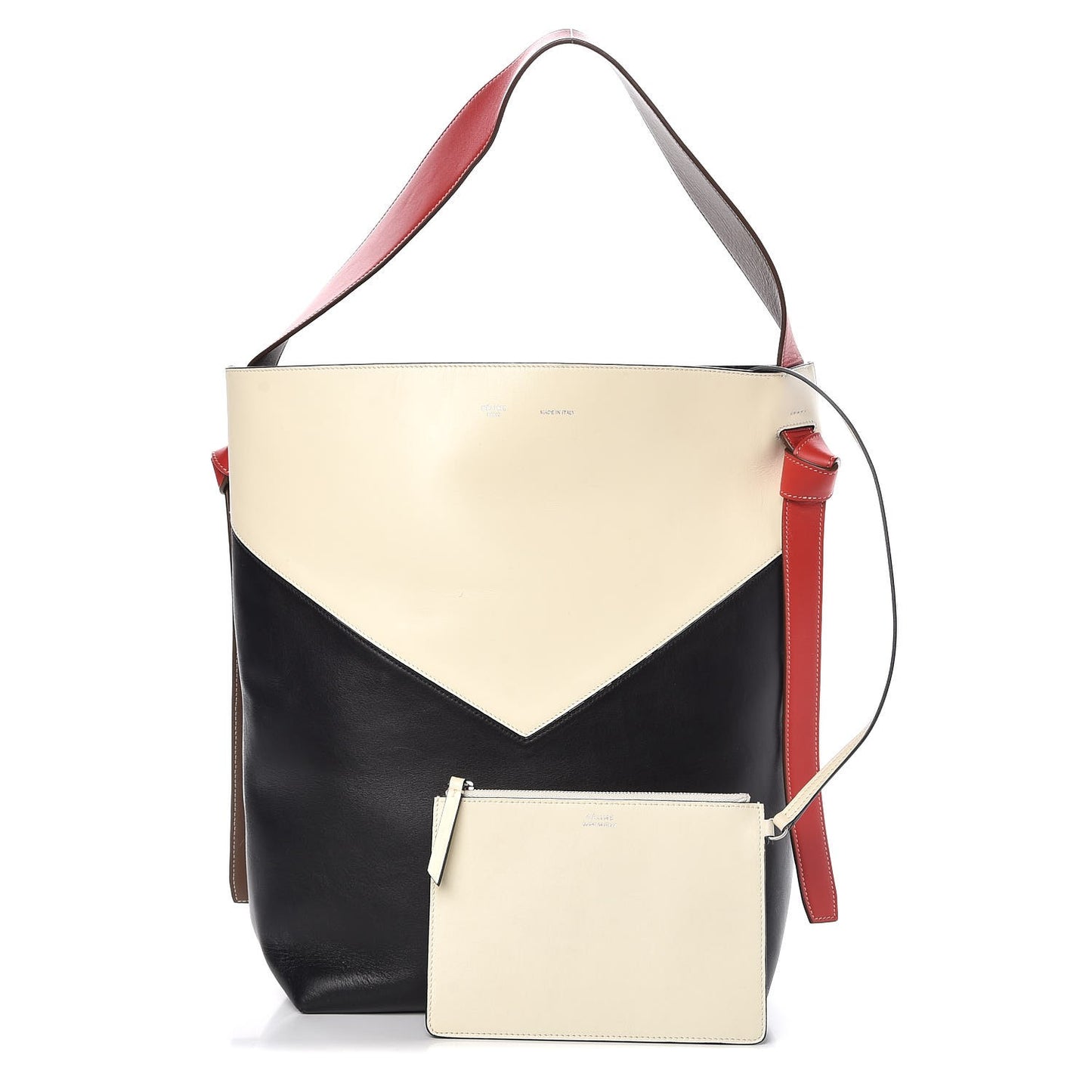 Shiny Smooth Calfskin Twisted Cabas Ivory Black