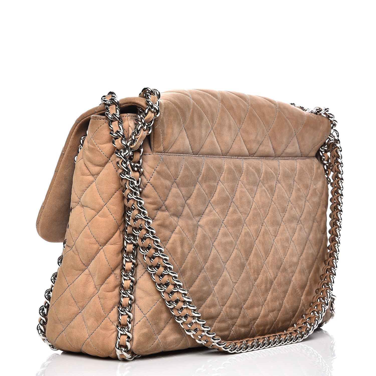 Chanel Nubuck Quilted Chain Around Maxi Flap Grey 3 of 14