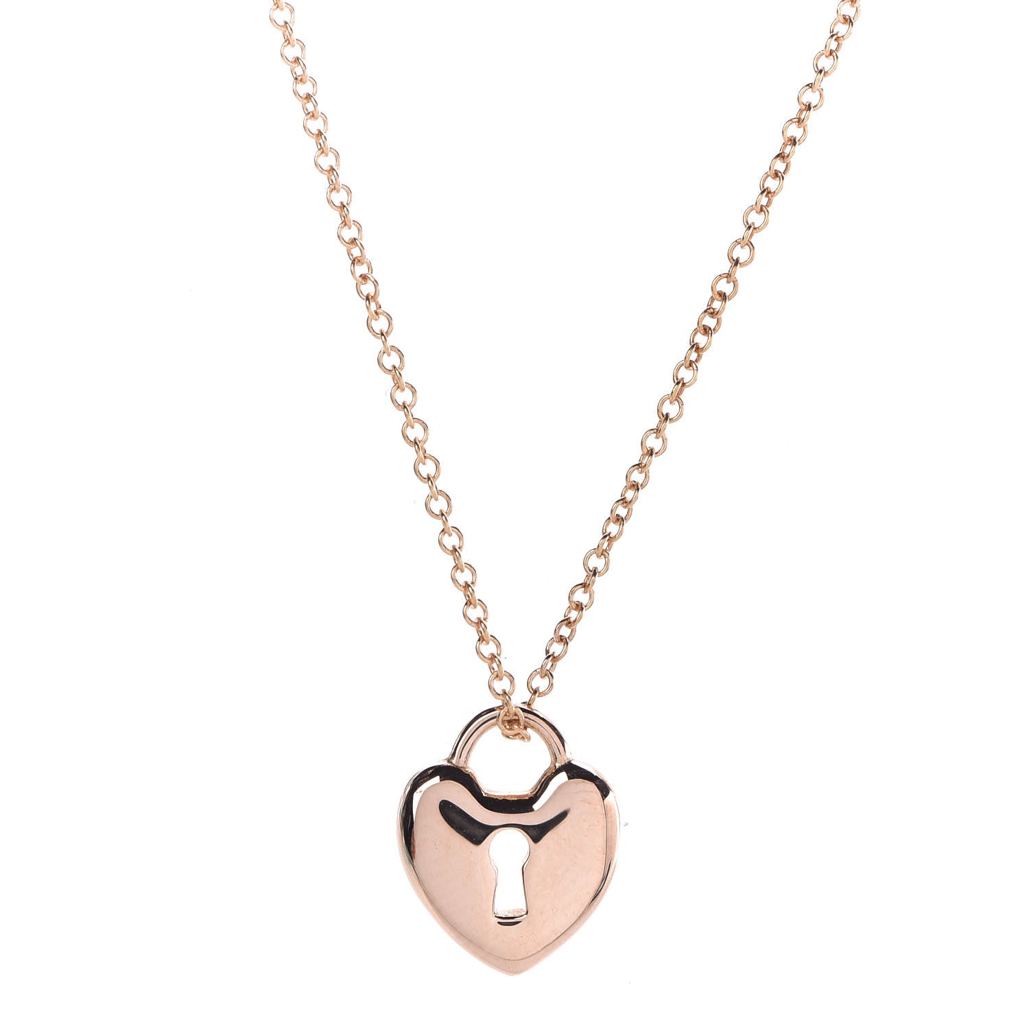 Tiffany 18K Rose Gold Mini Heart Lock Pendant Necklace 3 of 7