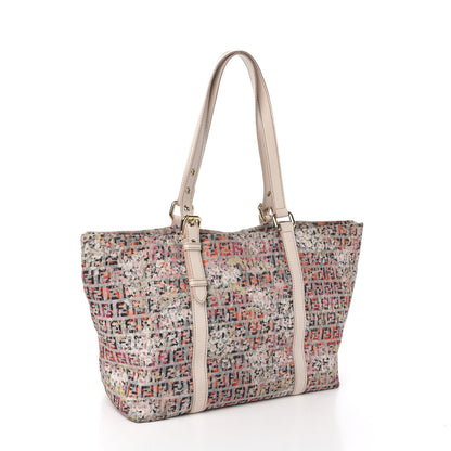 Fendi Zucchino Vitello Floral Forever Shopper Tote Rosa Papaya Rosa Confetto 2 of 9