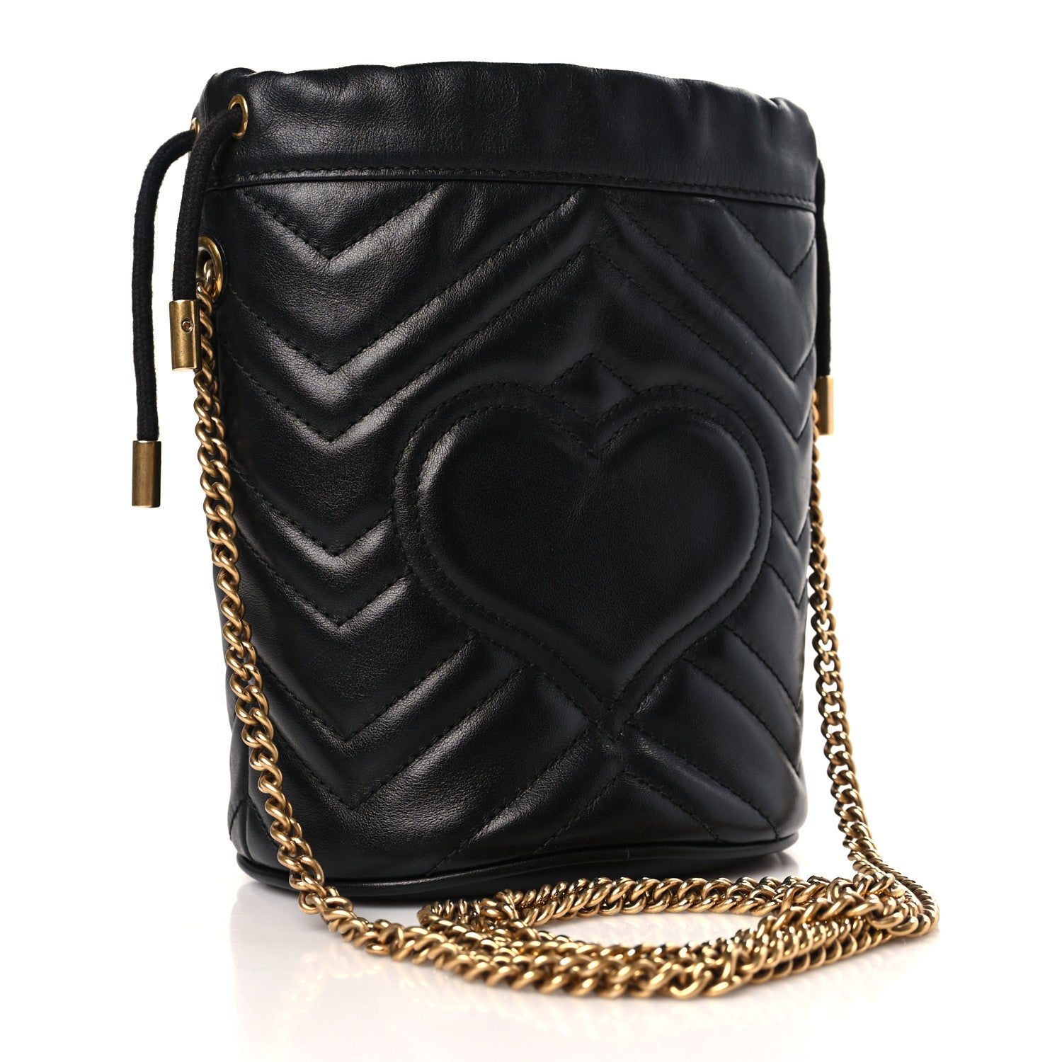 Gucci Calfskin Matelasse Mini GG Marmont 2.0 Bucket Bag Black 3 of 10