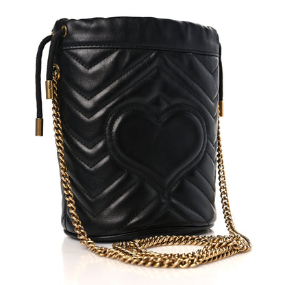 Gucci Calfskin Matelasse Mini GG Marmont 2.0 Bucket Bag Black 3 of 10