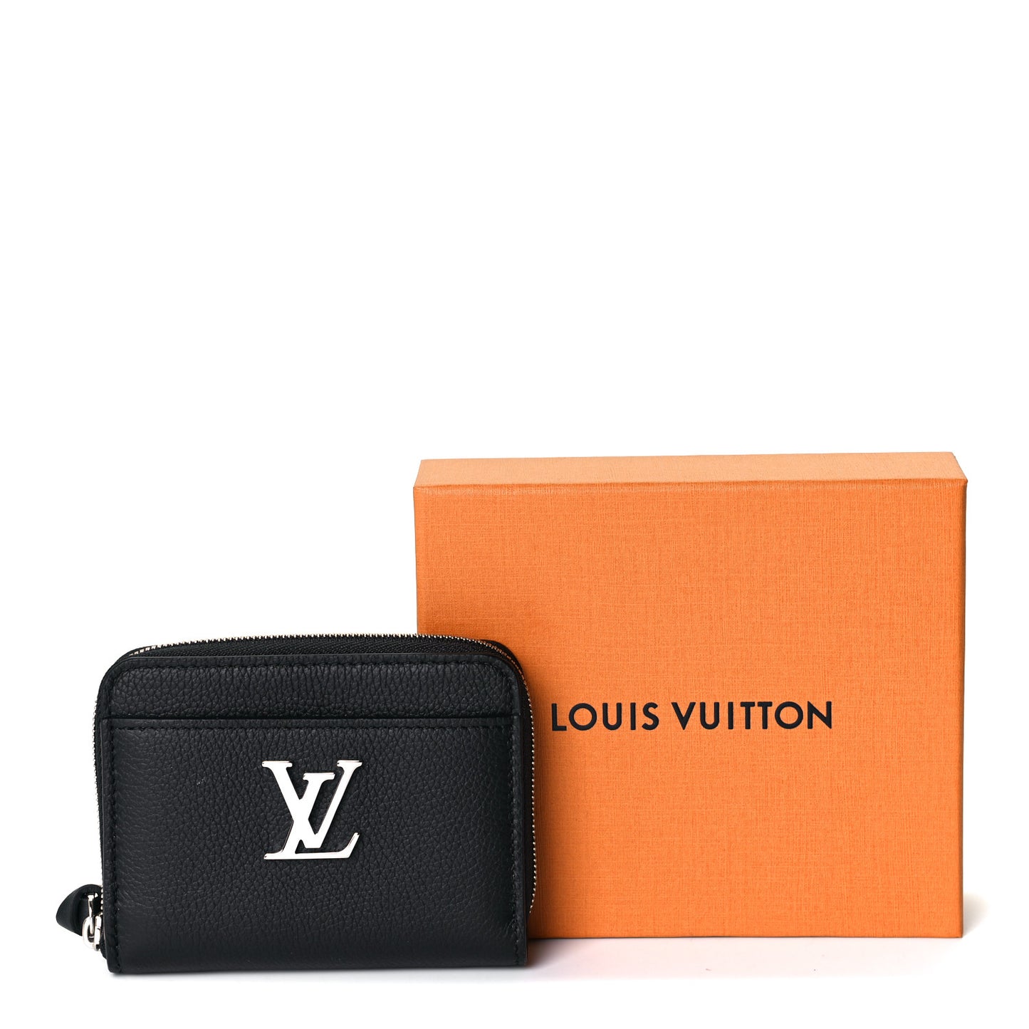 Calfskin Lockme Zippy Coin Purse Black