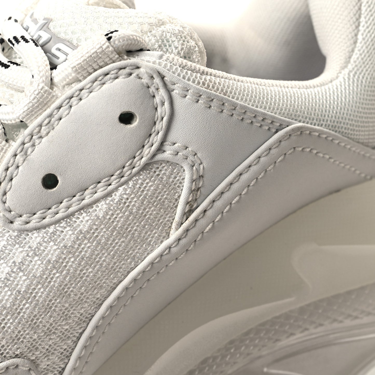 Fabric Mesh Clear Sole Womens Triple S Sneakers 37 White