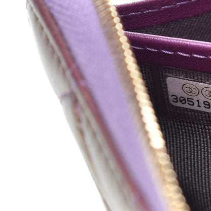 Chanel Iridescent Lambskin Quilted Large Gusset Zip Around Wallet Purple 8 of 11