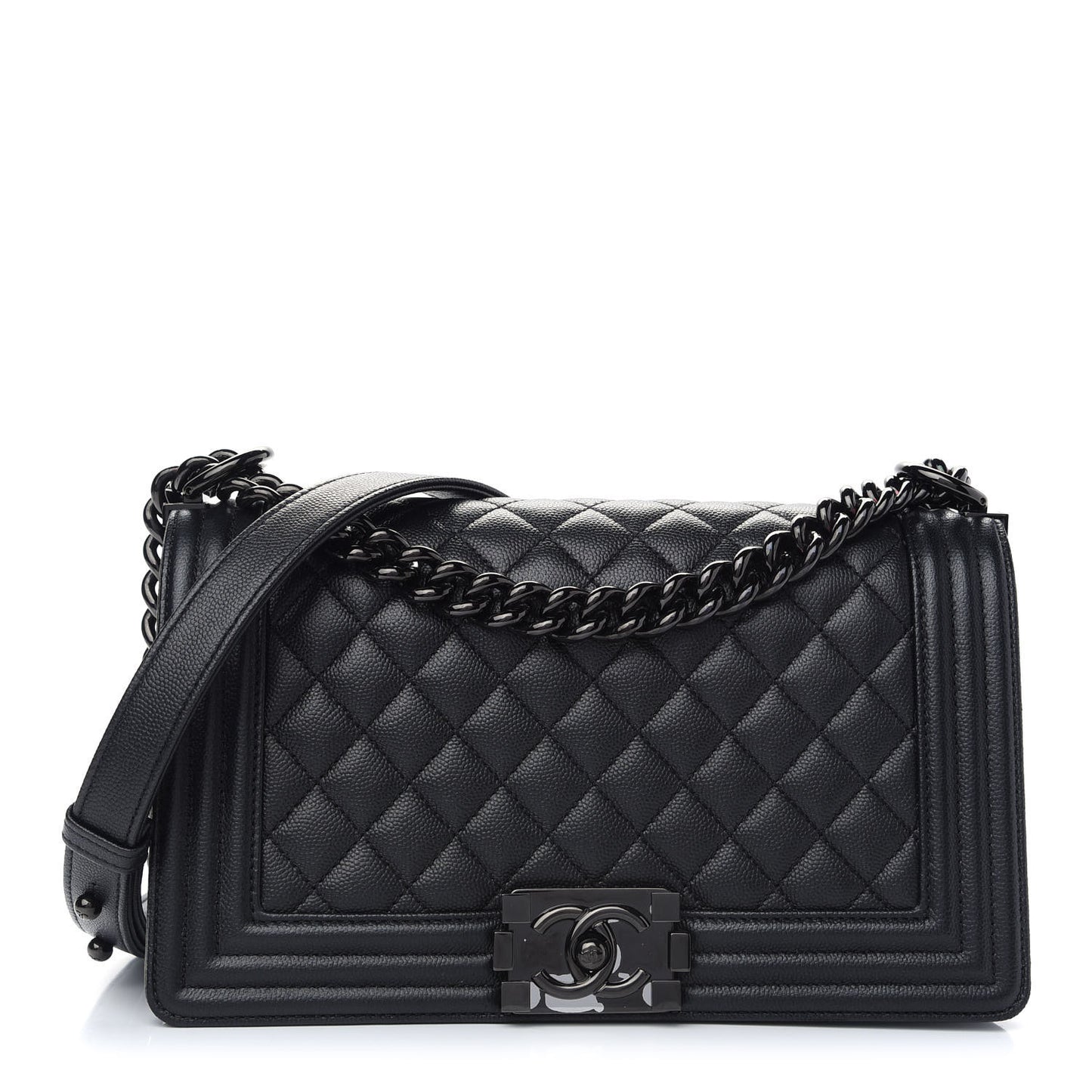 Caviar Quilted Medium Boy Flap So Black