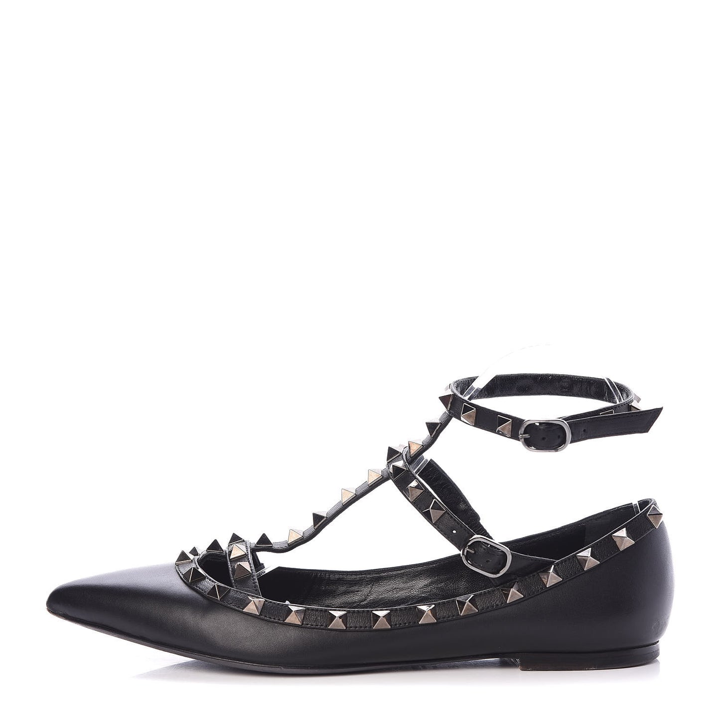 Nappa Rockstud Cage Ballerina Flats 38 Black