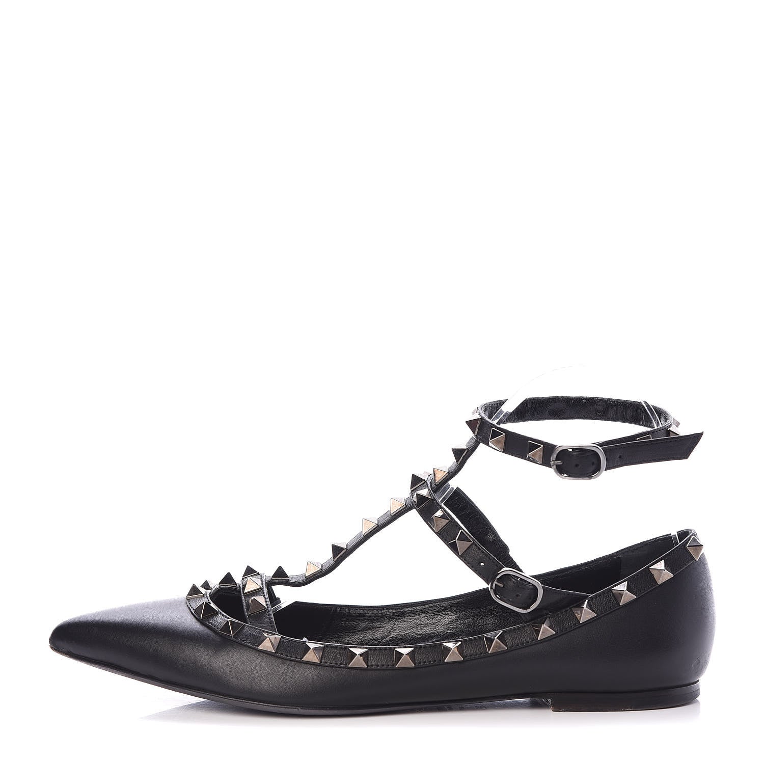 Valentino Garavani Nappa Rockstud Cage Ballerina Flats 38 Black 1 of 7