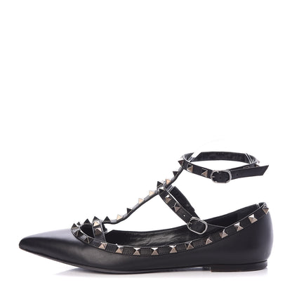 Valentino Garavani Nappa Rockstud Cage Ballerina Flats 38 Black 1 of 7