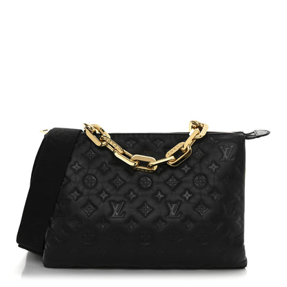 Louis Vuitton Lambskin Embossed Monogram Coussin MM Black 1 of 13