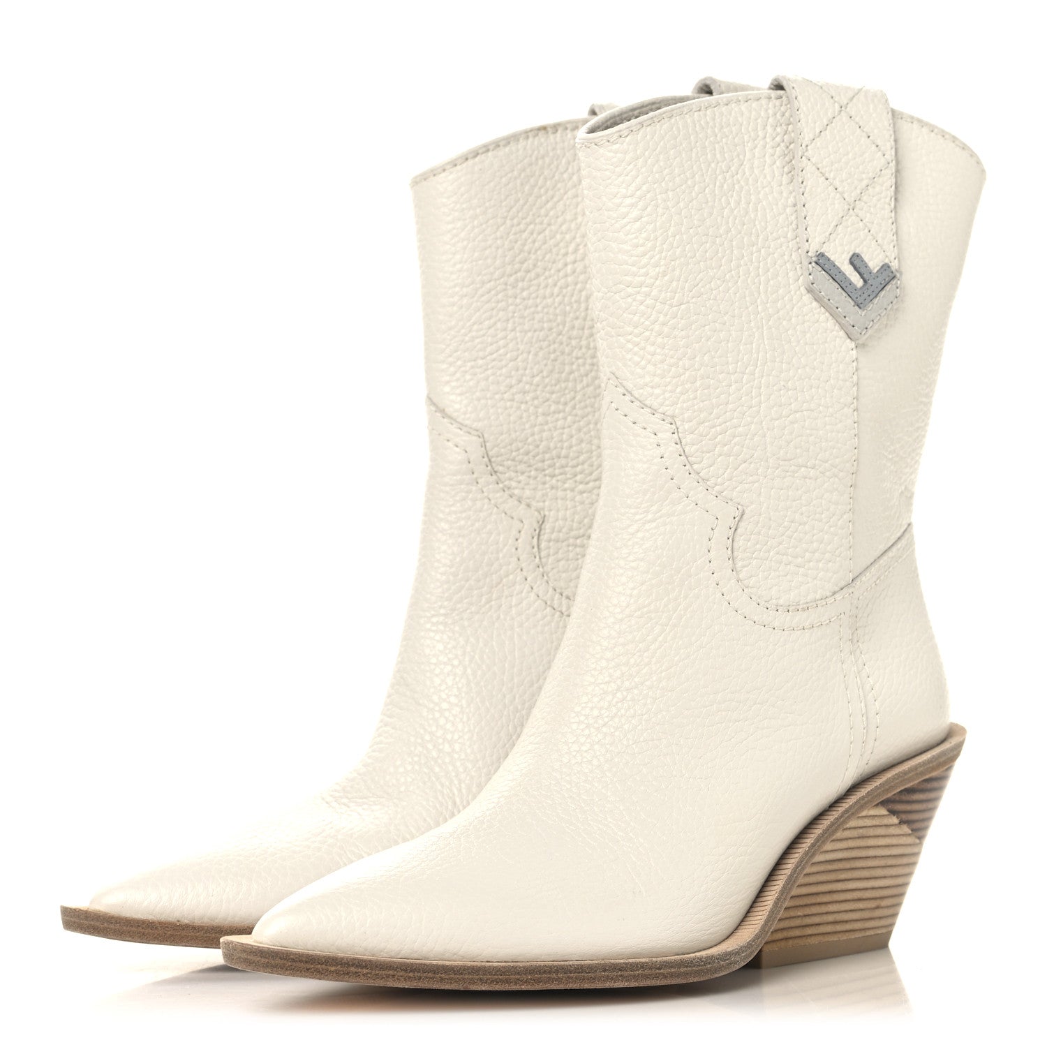 Fendi Grained Calfskin Cutwalk Ankle Boots 37.5 White 1765046