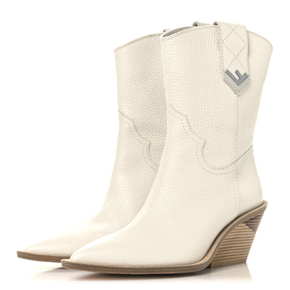 Fendi Grained Calfskin Cutwalk Ankle Boots 37.5 White 4 of 8
