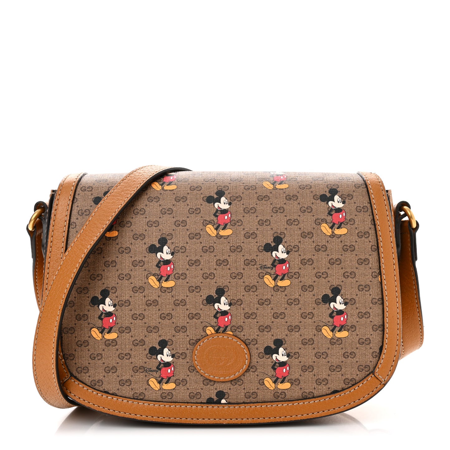 X DISNEY Mini Vintage GG Supreme Monogram Mickey Mouse Small Flap Messenger Bag Beige Vintage Sun Oil