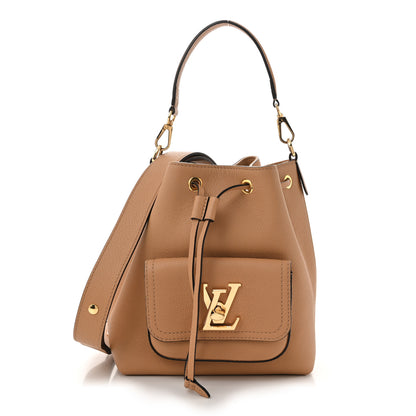 Louis Vuitton Calfskin Lockme Bucket MM Arizona Beige 1 of 10