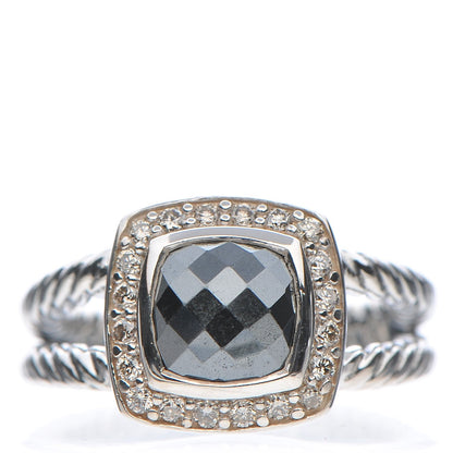 David Yurman Sterling Silver Diamond Hematite 7mm Petite Albion Ring 49 5 1 of 6