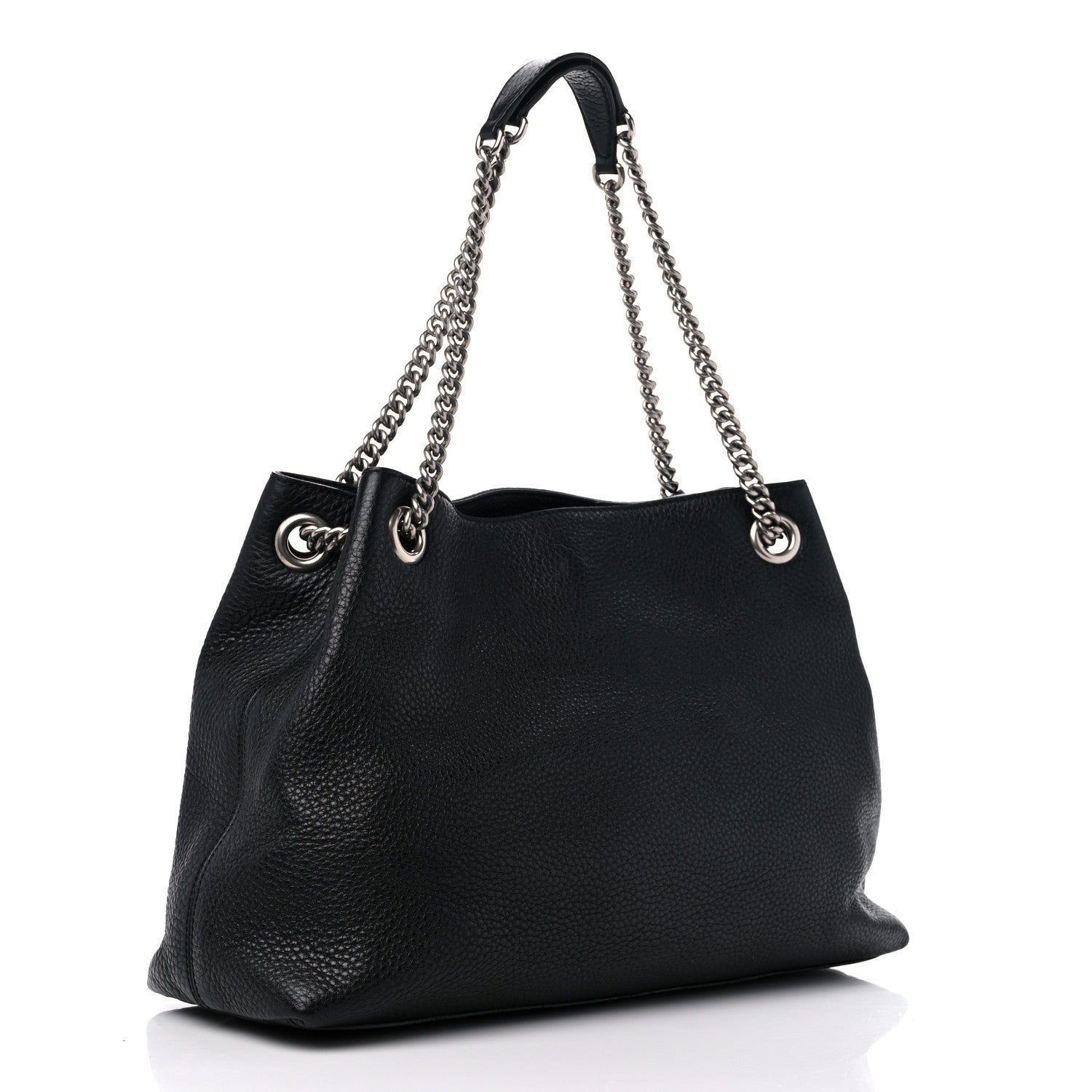 Gucci Pebbled Calfskin Studded Medium Soho Chain Shoulder Bag Black 3 of 12