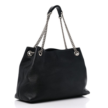 Gucci Pebbled Calfskin Studded Medium Soho Chain Shoulder Bag Black 3 of 12