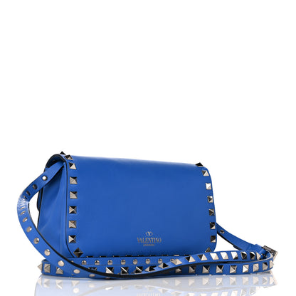 Valentino Garavani Vitello Mini Rockstud Flap Saddle Crossbody Bag Light Sapphire 3 of 9