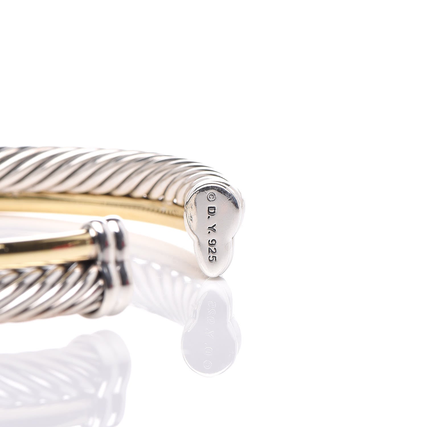 David Yurman Sterling Silver 18K Yellow Gold 5mm Crossover Cuff Bracelet 4 of 4