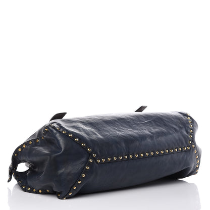 Prada Nappa Studded Aviator Shopping Tote Blue 4 of 19