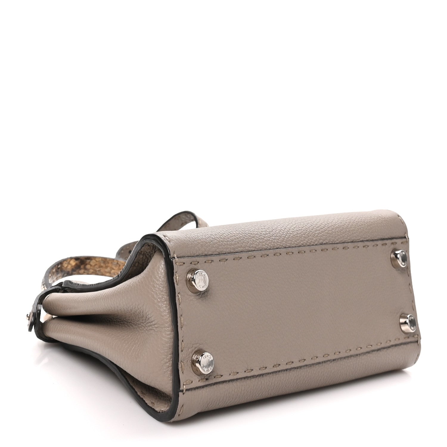 Fendi Cuoio Romano Snakeskin Selleria Mini Peekaboo Iconic Satchel Corda White 3 of 8