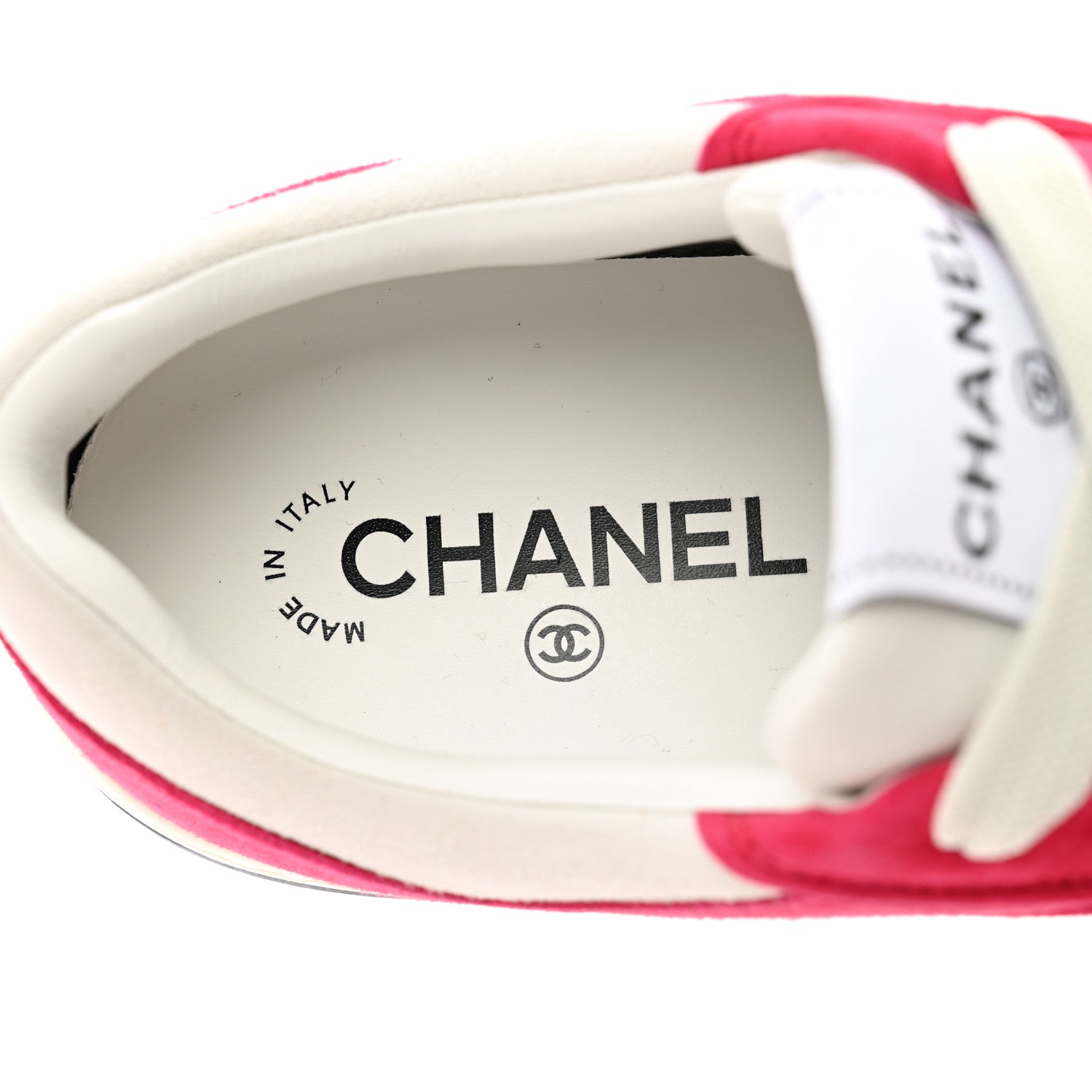 Chanel Suede Kidskin Womens CC Sneakers 40 White Fuchsia 7 of 10