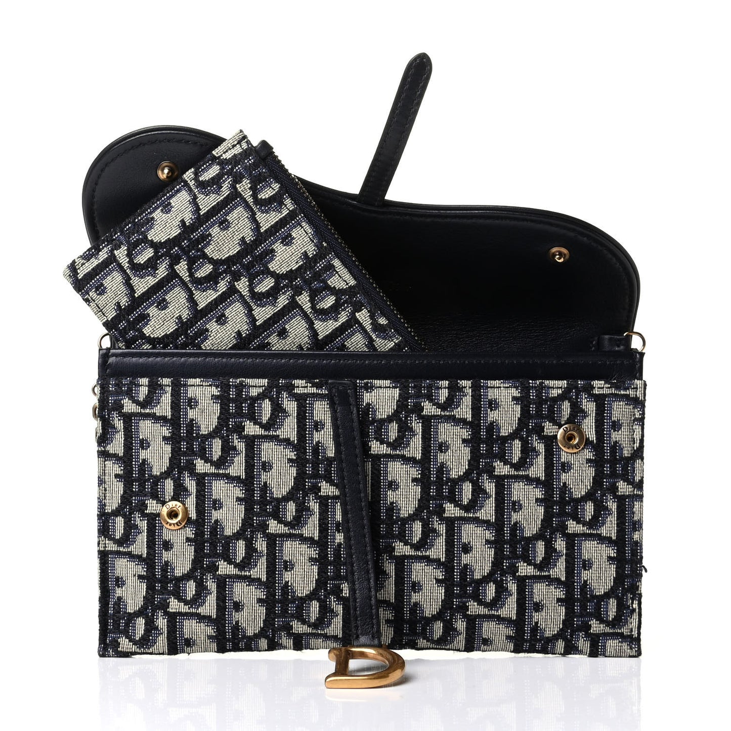 Oblique Saddle Chain Long Wallet Blue