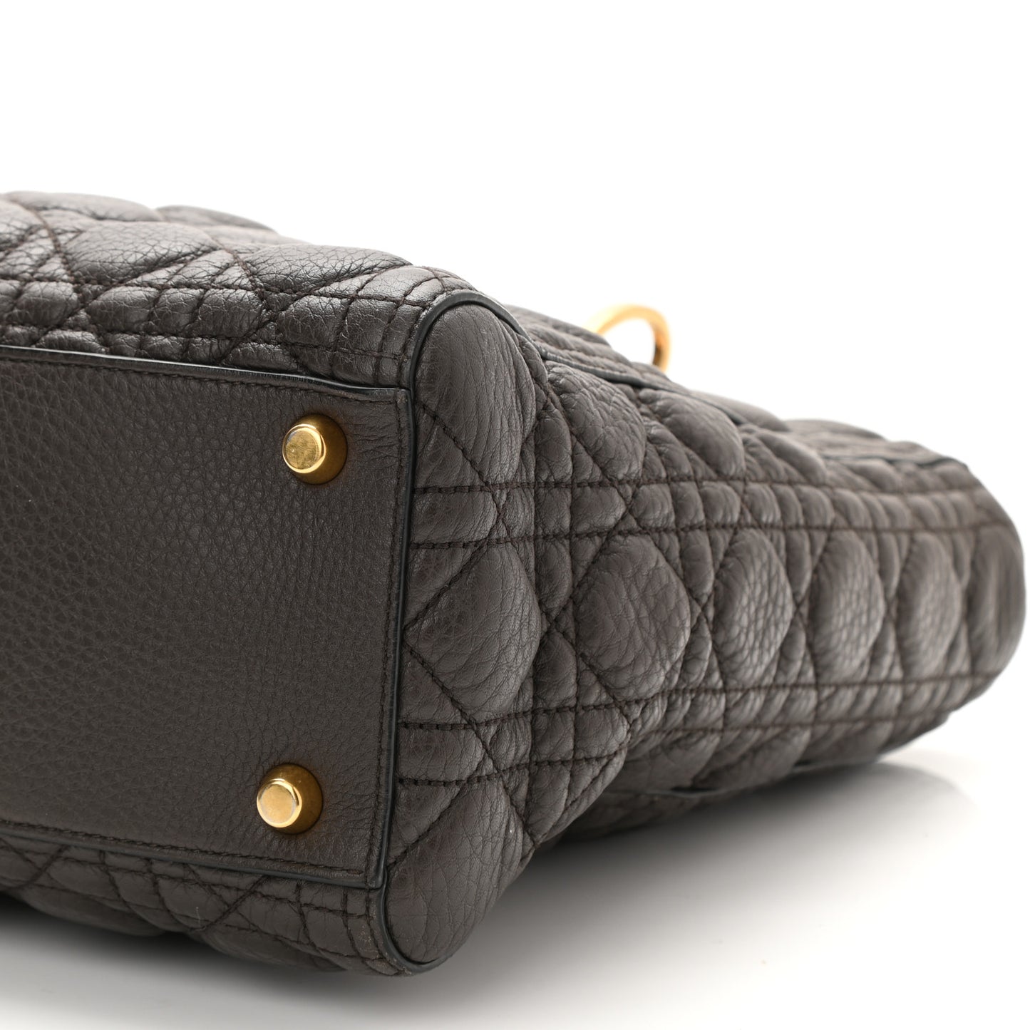 Grained Calfskin Cannage Large Lady Dior Brown